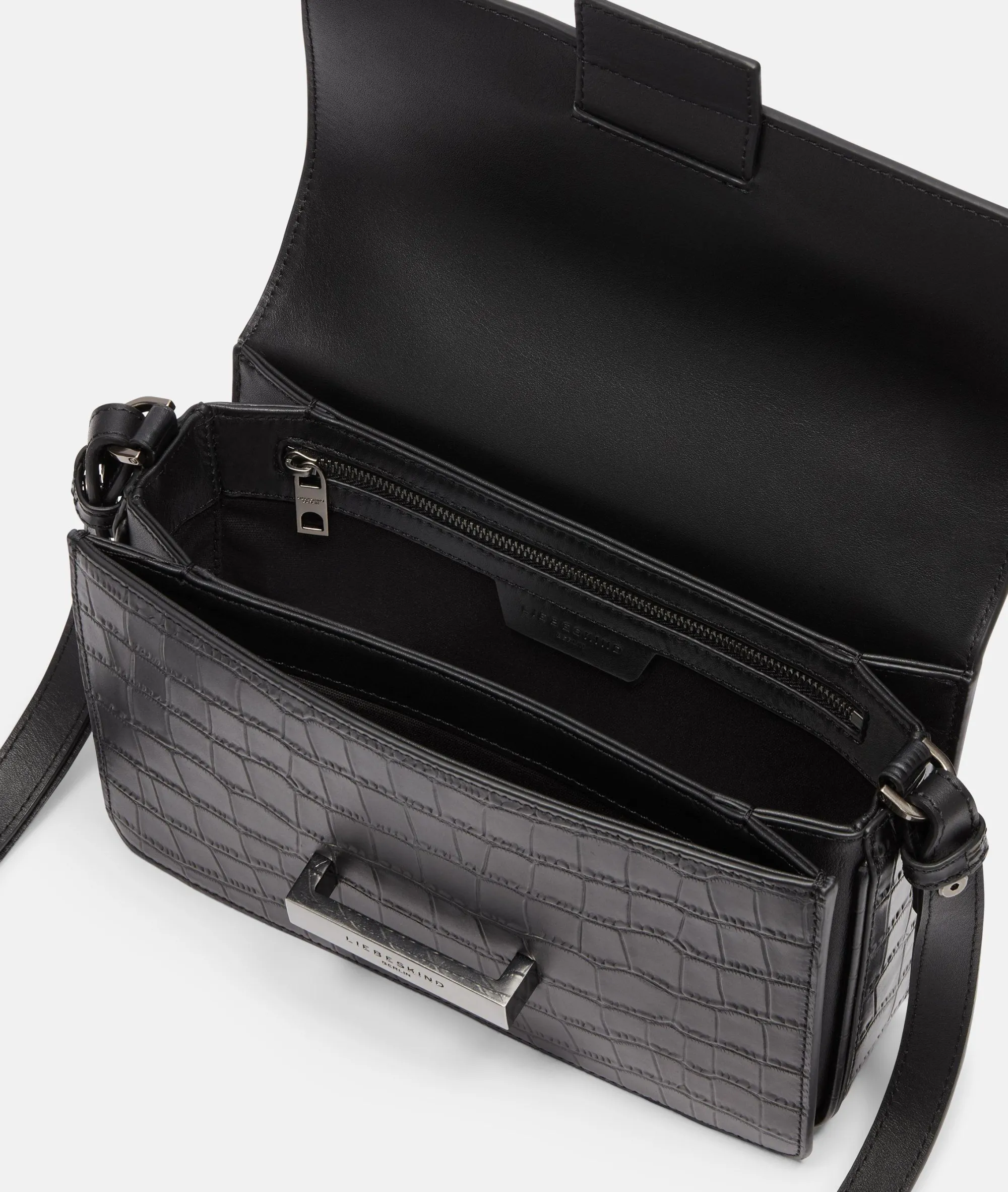 New LIEBESKIND BERLIN Kroko Alex Crossbody M schwarz