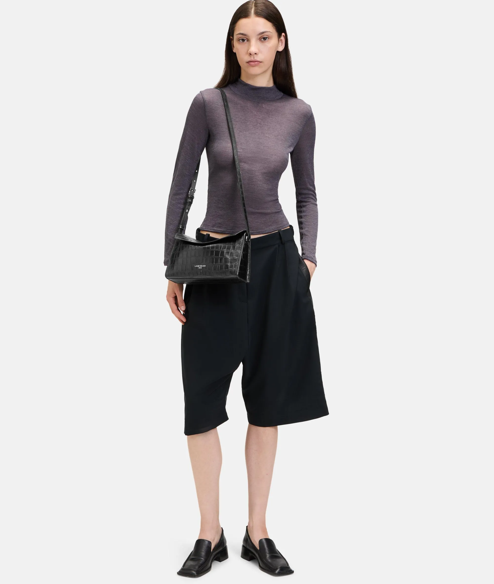 Hot LIEBESKIND BERLIN Kroko Lora Shoulder-Bag S schwarz