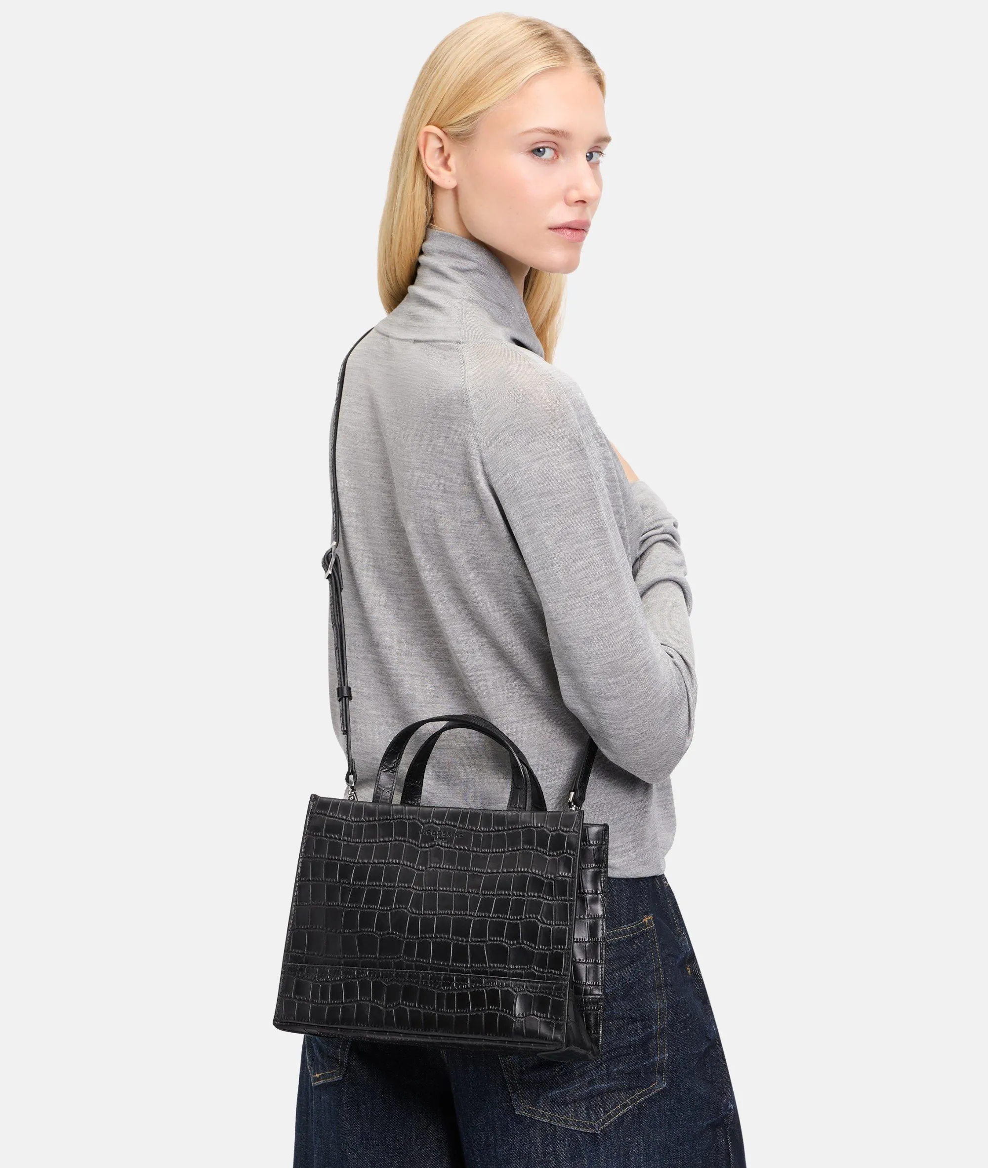 Hot LIEBESKIND BERLIN Kroko Lou Satchel M schwarz