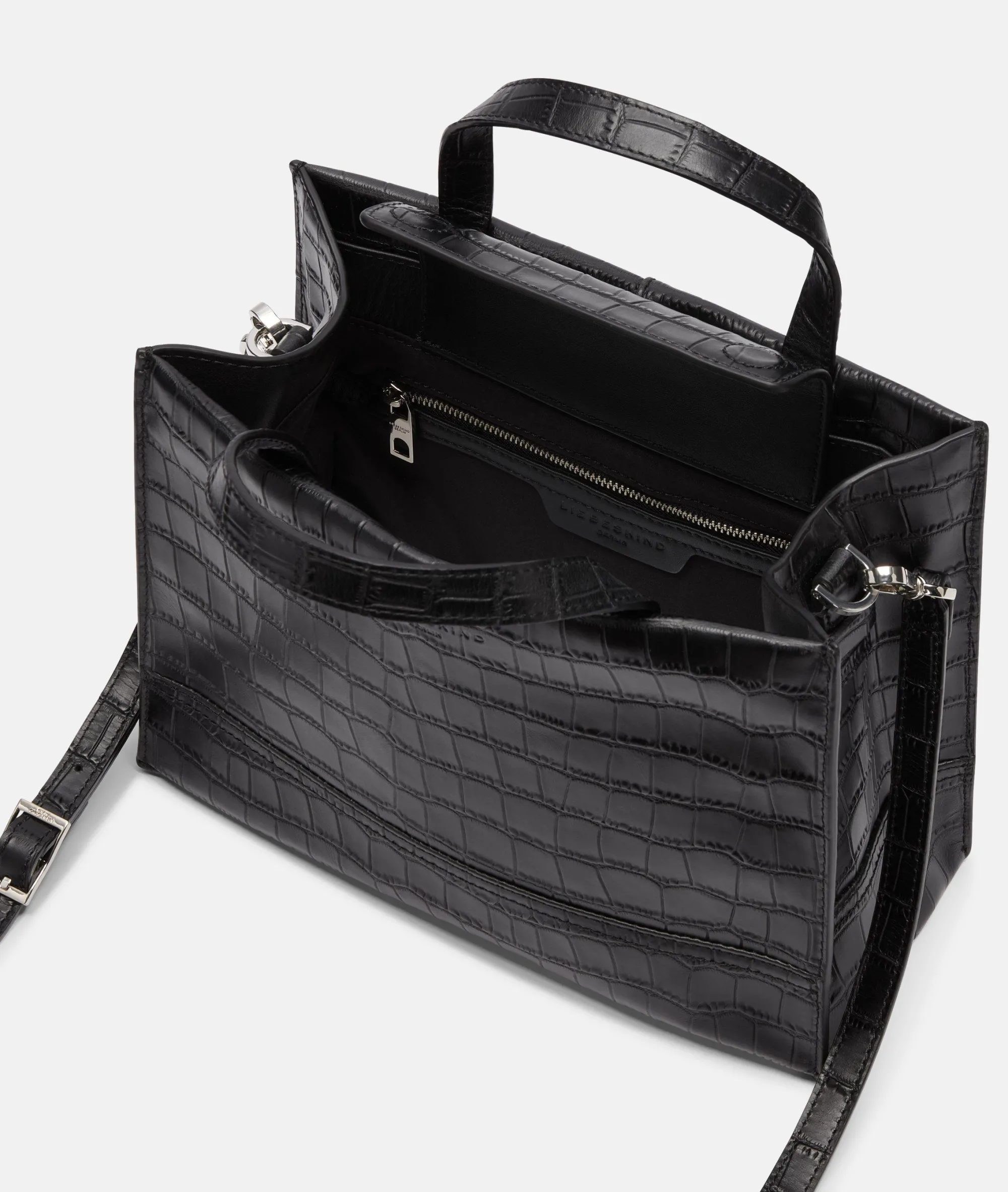 Hot LIEBESKIND BERLIN Kroko Lou Satchel M schwarz