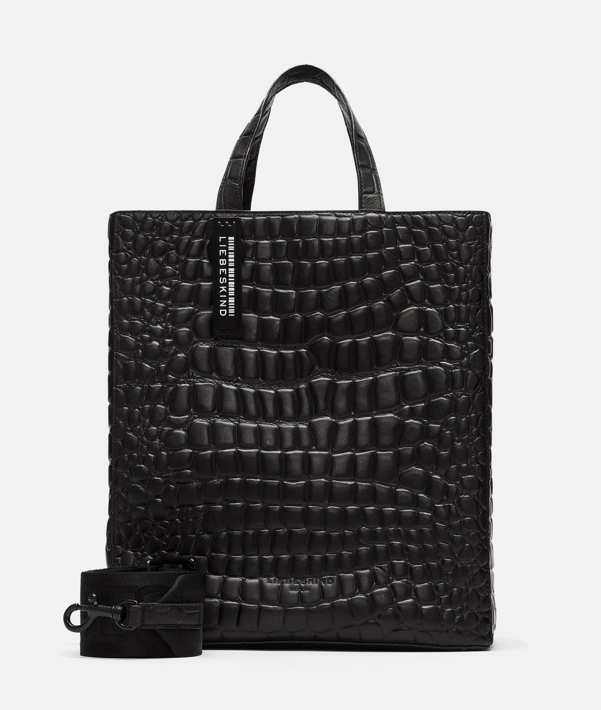 Outlet LIEBESKIND BERLIN Kroko Paper Bag Tote M schwarz