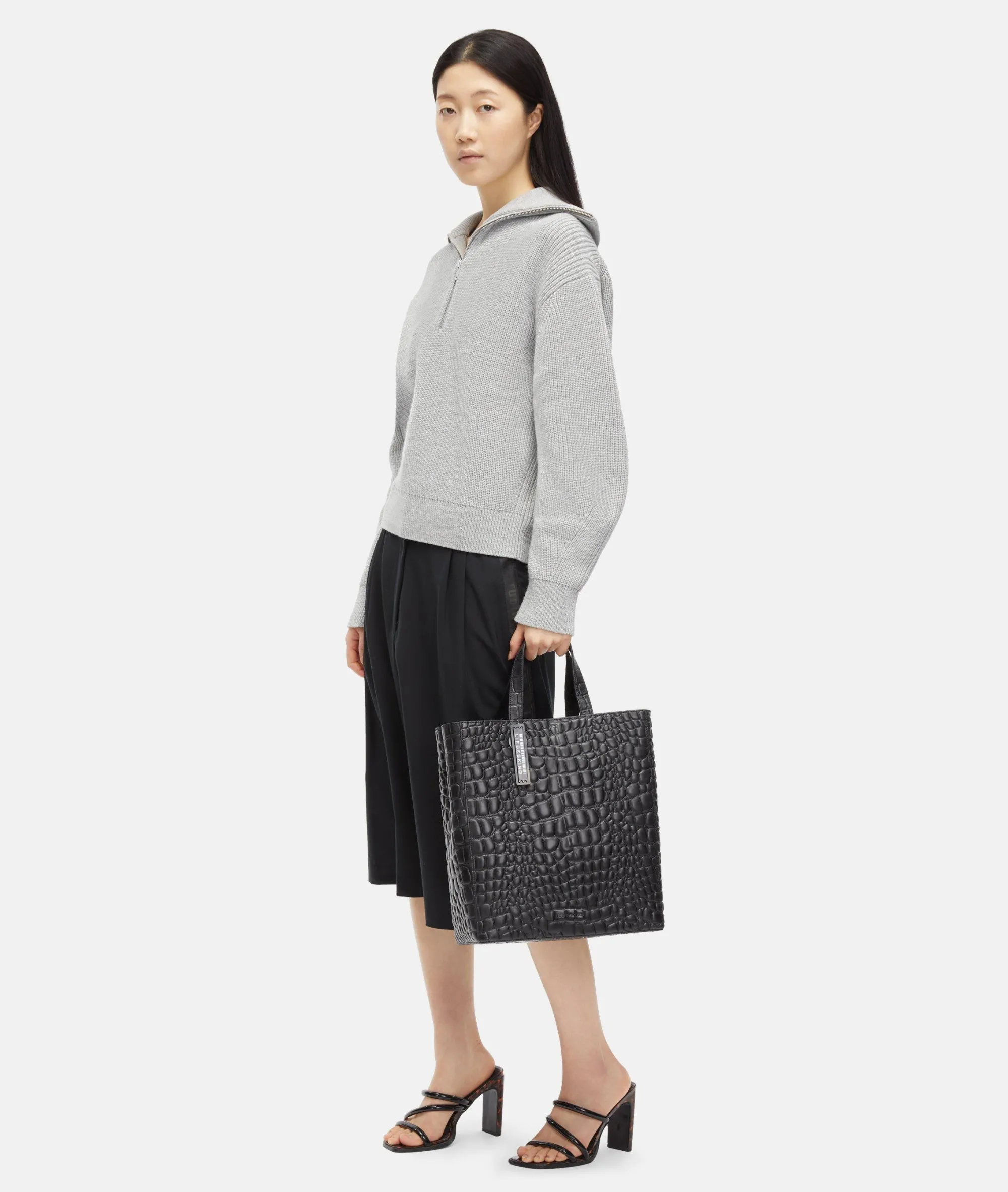 Outlet LIEBESKIND BERLIN Kroko Paper Bag Tote M schwarz