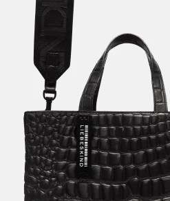 Outlet LIEBESKIND BERLIN Kroko Paper Bag Tote M schwarz