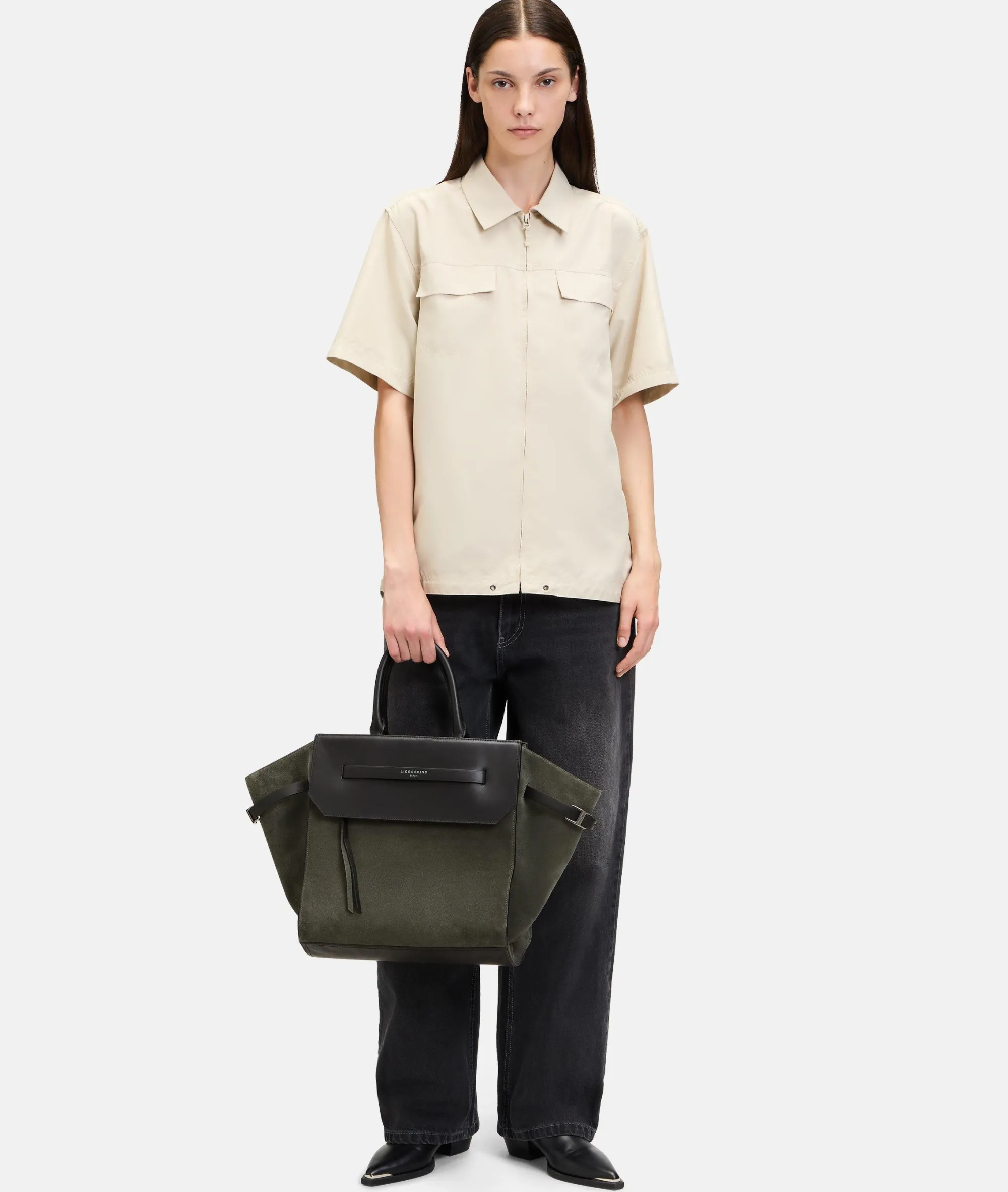 New LIEBESKIND BERLIN Lora Satchel L olivgrün
