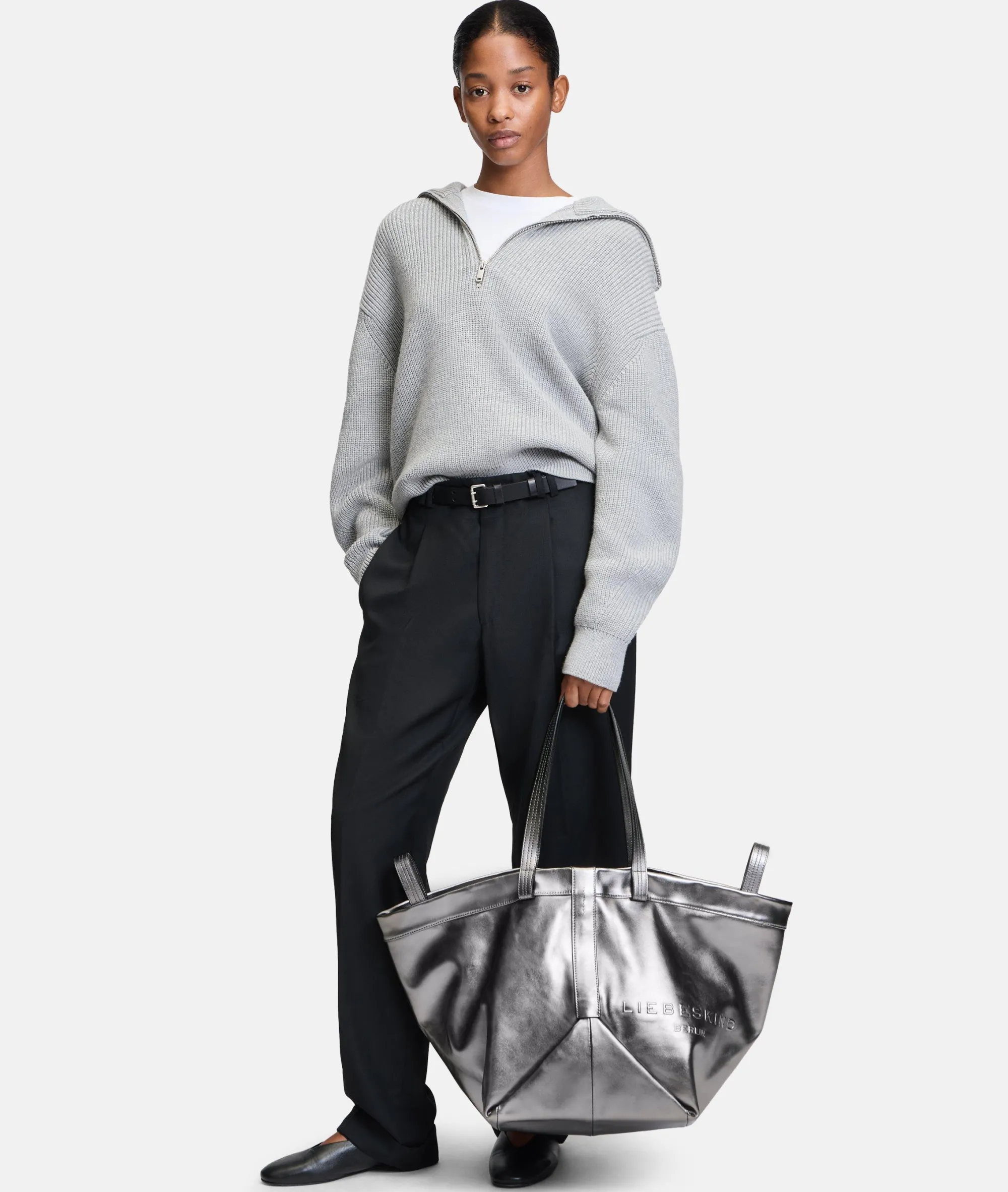 LIEBESKIND BERLIN Metallic Elvira Shopper L silber